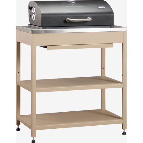 Module avec barbecue au charbon pour cuisine modulaire d'extérieur en acier Savona SKLUM Tapioca Beige (1/5)