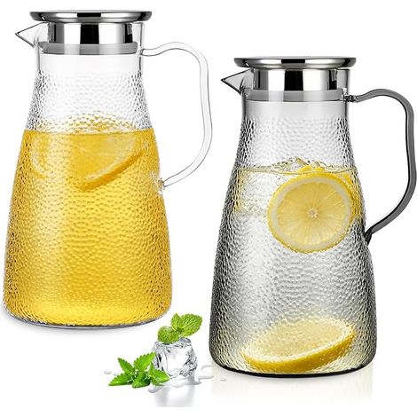 Carafe Eau Pichet Plastique Résistant à la Chaleur avec Couvercle 2 Ouvertures de Versement Réfrigérateur et Boissons Chaudes ou Froides (1/5)