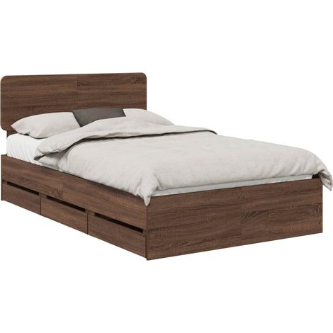 Maison Exclusive - Struttura del letto con cassetto Quercia marrone 135 x 190 cm