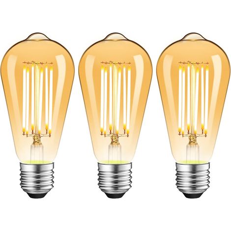 Ampoule LED Edison E27 10W Verre Ambré 2700K 1000LM ST64 Rétro Lampe (1/5)
