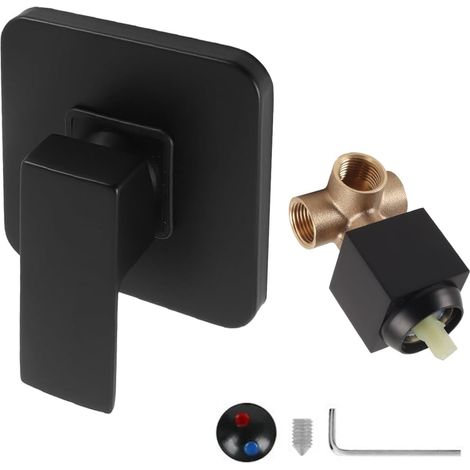 Kit complet de douche encastré avec mitigeur mono-commande (noir) (1/5)