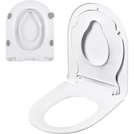Asiento de inodoro con asiento infantil integrado, sistema de liberación rápida, color blanco. (1/2)