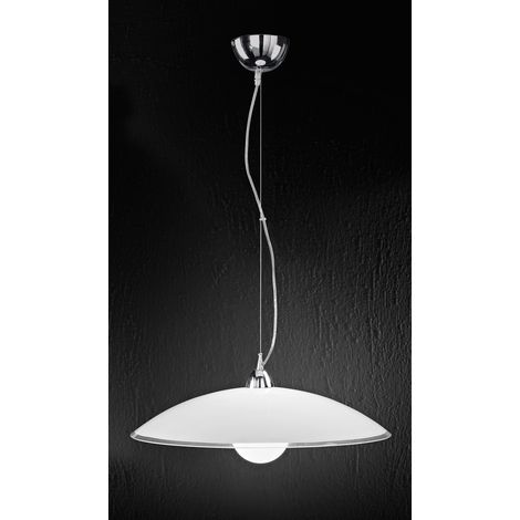 Suspension En Verre 6004, Lustre Moderne Blanc, Douille E27 Max 60W, Diamètre 55 Cm, Hauteur Réglable Jusqu'À 120 Cm Pour Intérieur - Perenz Srl (1/2)