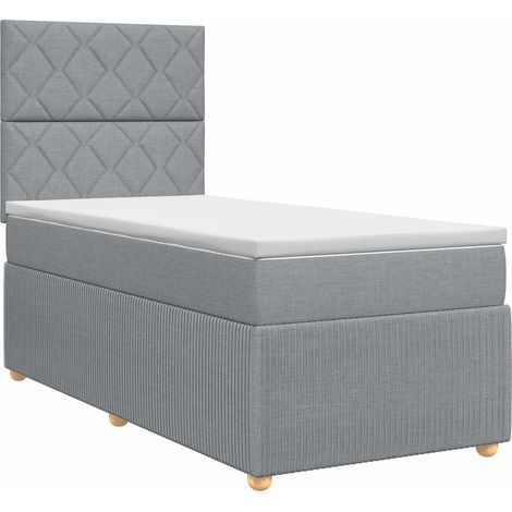 Cama box spring con colchón Gris Claro Individual Tela vidaXL (1/5)