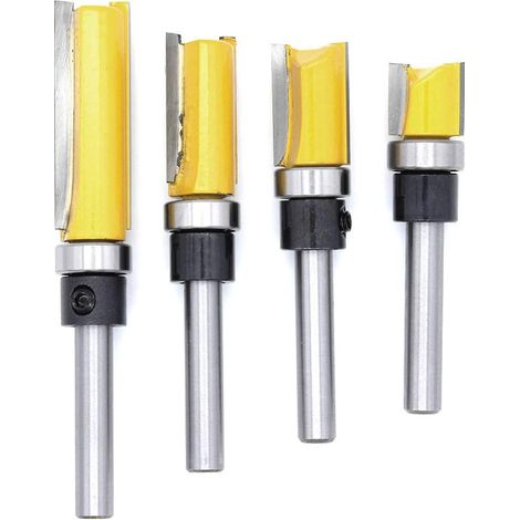 Fraise à copier 1/4", lot de 4, fraise à copier, outils de fraisage pour menuisier et bricolage avec roulement supérieur (1/5)