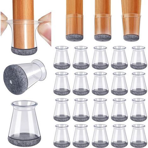 Pack de 32 patins de meuble – Feutre – Anti-rayures – Pieds ronds et carrés (15-23 mm) – Silencieux (1/5)