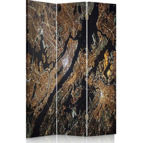 Paravent Déco Urbain Vue Satellite, Séparateur d'Espace - 110 x 180 cm - 1 face déco, 1 face noir (1/5)