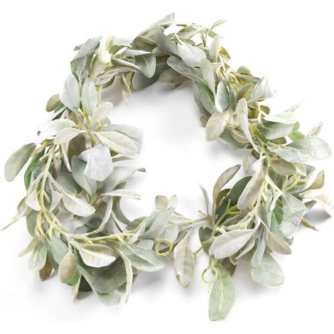 Guirlande artificielle d'oreilles d'agneau de 2 m (6,7 pi) - Guirlande de plantes succulentes - Guirlande d'eucalyptus - Guirlande de feuilles (1/5)