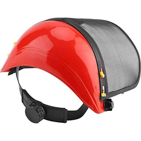 Casque de sécurité, casque de sécurité pour coupeurs, casque de sécurité avec visière en filet pour tondeuses forestières, orange (1/4)