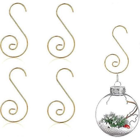 100 Stück Weihnachtskugel-Ornamenthaken, S-förmige Aufhänger, Weihnachtskugelclips zum Aufhängen von Weihnachtsbaumschmuck (Gold) (1/5)