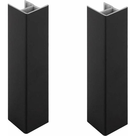 Set mit 2 Sockelleistenverbindern, 150 mm, glänzend schwarz. Verbindungsstück für Möbelfüße. 20 mm PVC-Profil.