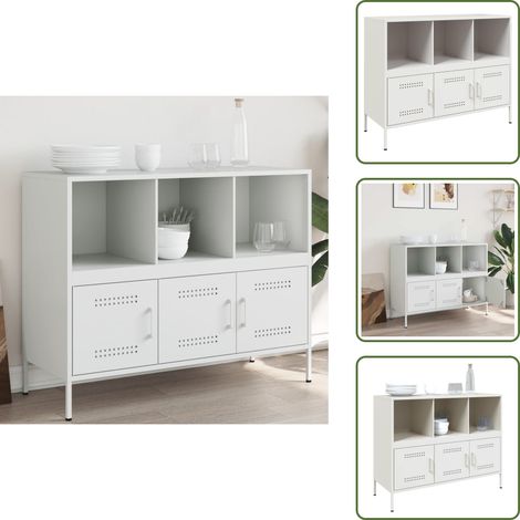 Buffet blanc 100,5x39x79 cm acier - Buffet Industriel - Meuble Rangement - Buffet Blanc - Commode - Étagère Ouverte (1/5)
