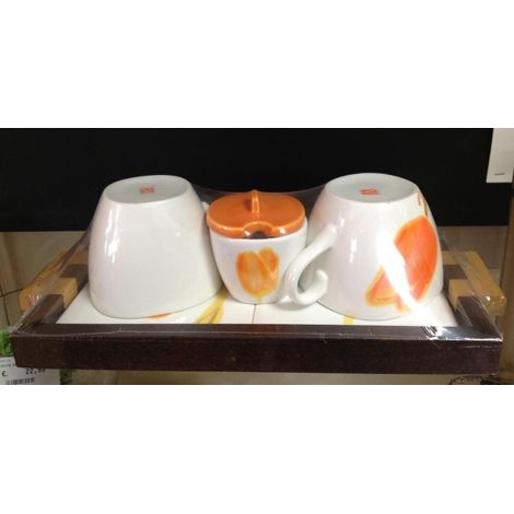 Set 2 Tazze e Zuccheriera con vassoio Tulips ceramica viva