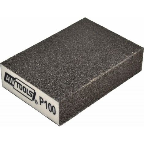AW, Pierre à poncer 100x70x25 mm P60, outil de ponçage, idéal pour le bois, le métal et les plastiques, grain P60, pour les travaux de menuiserie et de restauration, couleur métallique.