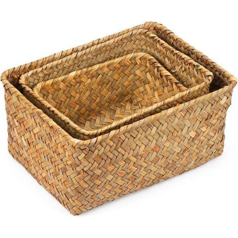 Cesto portaoggetti in rattan naturale fatto a mano, di varie misure, per decorazione e scaffalatura