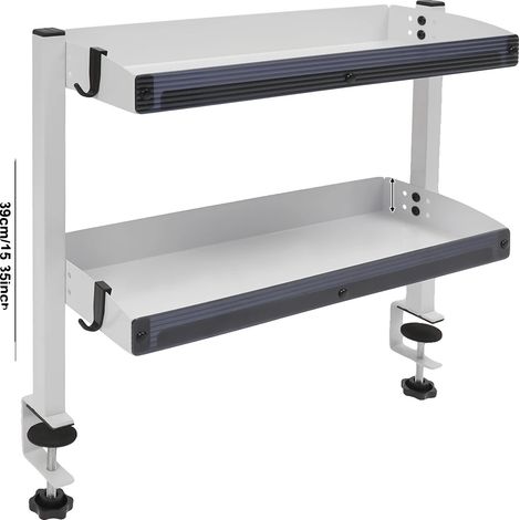 Étagère à pince, design à 2 niveaux, organisateur gain de place, BLANC (1/2)