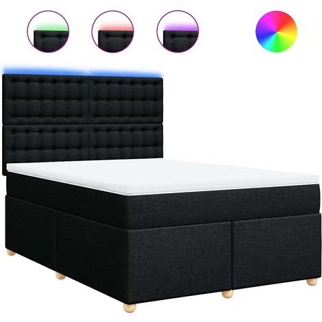 Maison Exclusive - Sommier à lattes de lit avec matelas Noir 160x200 cm Tissu