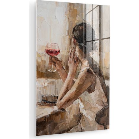 CUADRO DE METACRILATO Pintura al óleo - Mujer - Vino Cuadros Para Dormitorio 60x90 (1/5)