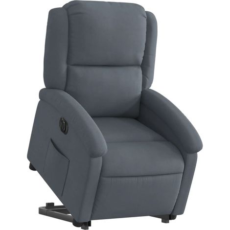 Comodissima poltrona relax TV con funzione di sollevamento elettrico in velluto grigio scuro DEC028370