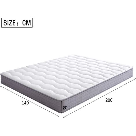 Colchón de muelles 140 x 200 cm H3, 20 cm, ergonómico, blanco HAVRYA (1/5)