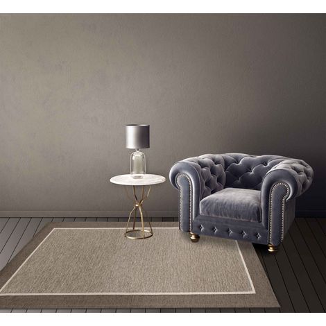 Tappeto Arredo Moderno Morbido in Ciniglia Ingresso Antiscivolo Prodotto Italiano Soggiorno Camera Salotto Disegni Piazzati Cotone Varie Misure Grande Roma Grigio - 115x175Cm