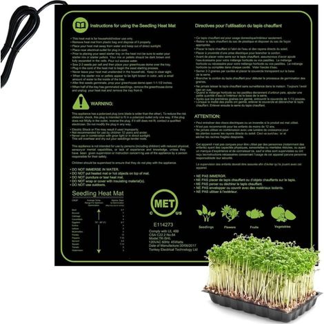 RHG Tapis Chauffant pour Semis & Bouturages, Tapis Chauffant Intérieur Accessoire Serre Jarden Pot de Germination,Coussin de Chauffage Hydroponique Imperméable pour Reptile Amphibien,50x52cm/20×20.5in (1/5)