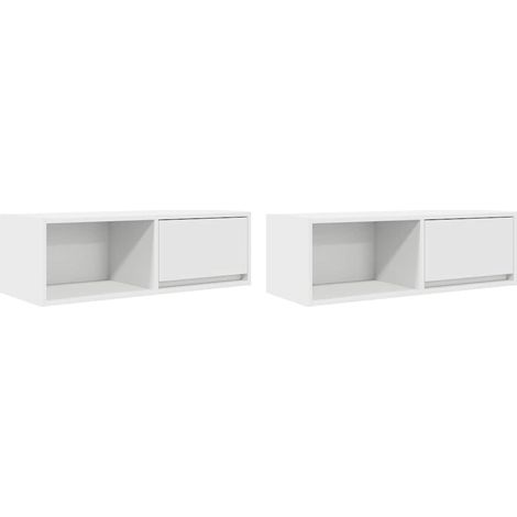 vidaXL Mobili TV a Parete 2pz Bianchi 80x31x25,5 cm Legno Multistrato (1/5)