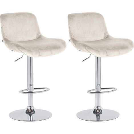 Set di 2 sgabelli da bar Solon cromo crema Velluto
