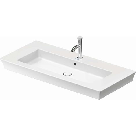 Lavabo Tulip blanc, largeur 1055mm, 1 trou pour robinet, avec (1/5)