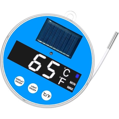 Capteur de température de piscine numérique Sans fil flottant solaire Indicateur de température pour spa facile à lire pour bassin spa bain froid maison extérieur jardin (1/5)