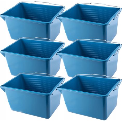 KADAX Farbeimer, rechteckig Malereimer aus Kunststoff, Blau, 12L, 6 Stück
