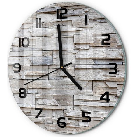 Horloge Murale Ronde Déco Moderne en Verre Silencieuse Salon Cuisine Mur de pierre fi 30 cm (1/5)