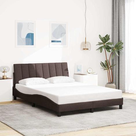 vidaXL Cadre de lit sans matelas Hanko marron foncé 140x200 cm tissu (1/5)