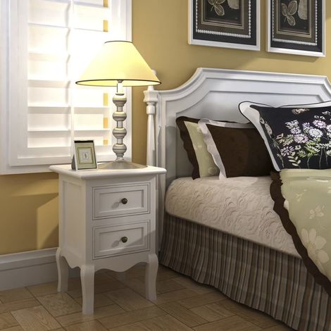 vidaXL Comodino con 2 Cassetti in MDF Bianco