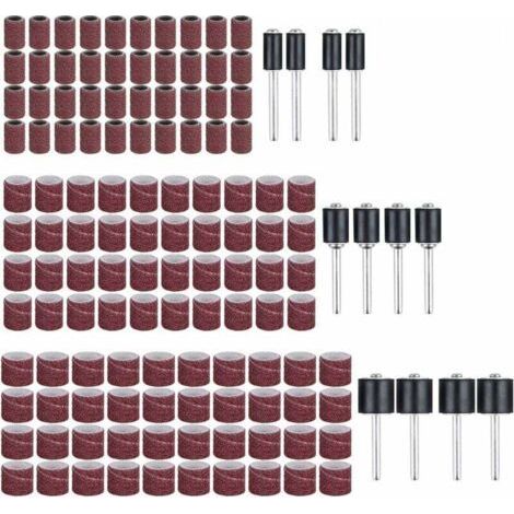 Sanding Drum Nail Sander Sleeves Emery Tip (132pcs) Contains Sanding Bands and Drums Rubber Mandrels (1/5)