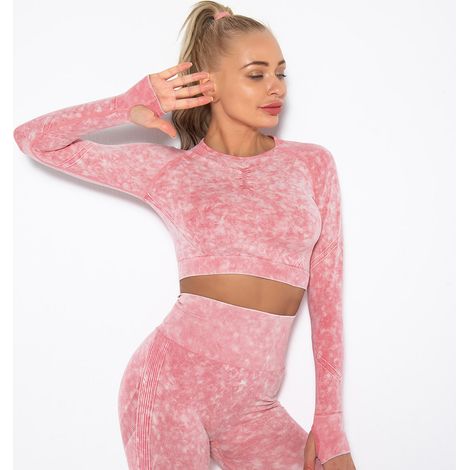 Ensemble yoga femme 2 pièces seamless tenue gym t-shirt+legging sportswear vêtements fitness push up leggings