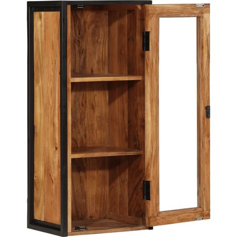 Meubles de Rangement,Armoire de salle de bain murale bois massif d'acacia et fer CFW219435 (1/5)