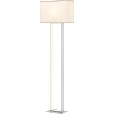 Lampadaire moderne, 3 modes d'éclairage, interrupteur au pied, luminosité réglable, aspect lin, blanc (1/5)