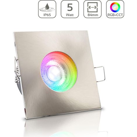 Einbauspot IP65 eckig - Farbe: Edelstahl - LED Leuchtmittel: GU10 5W RGB+CCT (1/5)