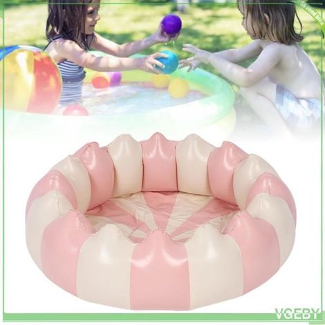 Fafeicy piscine gonflable pour tout-petits Petite piscine gonflable en PVC pour tout-petits, boule jouets gonflable Rose rayé (1/5)