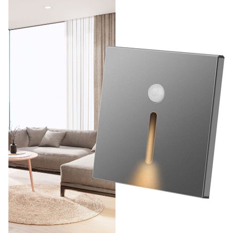 LED-Nachtlampe mit ABS-Bewegungsmelder, klein, induktiv, für Flur, neben dem Bett, grau (1/5)