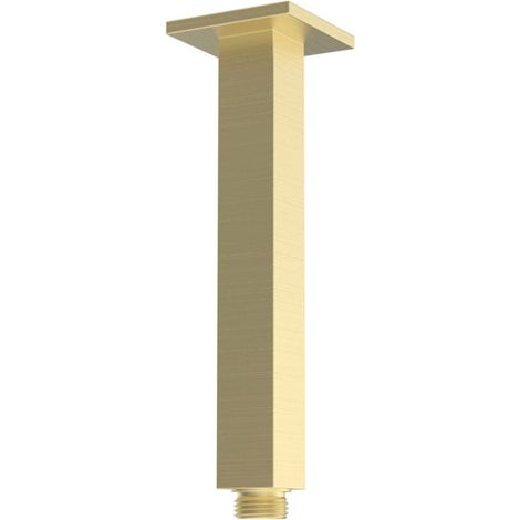 Signature React Square Ceiling Mounted Shower Arm 180mm Length - Brushed Brass (1/2)