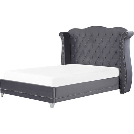 Bed Velvet AYETTE 160 x 200 cm (EU King Size) Grey