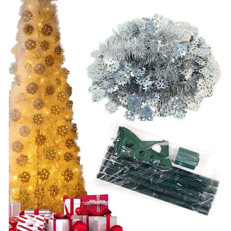 Arbre de Noël - Sapin Artificiel - Ornement Réaliste 150CM à Motifs Flocons de Neige pour Intérieur Extérieur Porche Table Appartement Fêtes (1/5)