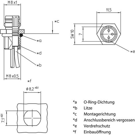 Lutronic 1227 Sensor-/Aktor-Einbausteckverbinder M8 Stecker, Einbau 0.50 m Polzahl Sensoren: 4 1 St. (1/3)