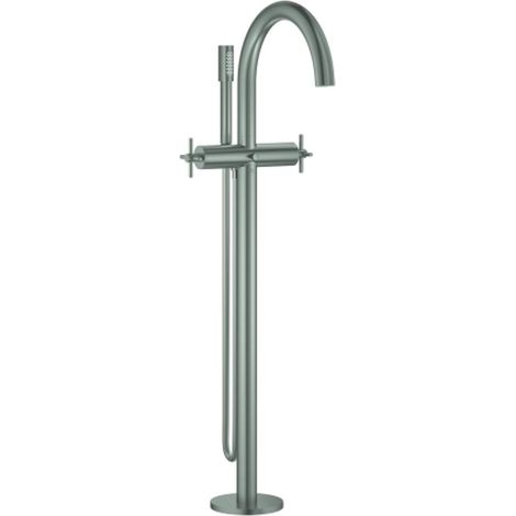 GROHE Grifo de bañera bimando Atrio 25272 FMS montaje en suelo con manetas en cruz supersteel, 25272DC0