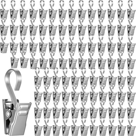 110 pcs Anneaux à Rideaux avec Pinces et Crochets, INOX (1/5)