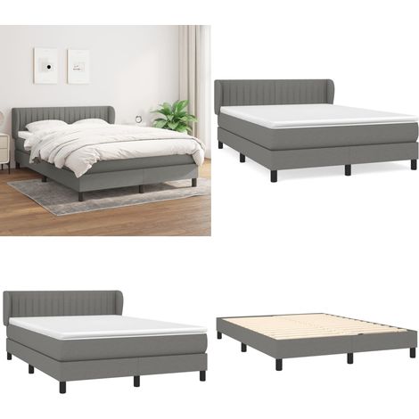 Boxspringbett mit Matratze Dunkelgrau 140x200 cm Stoff - Boxspringbett - Doppelbett - Bettenrahmen - Lattenrost - Matratze - Home & Living