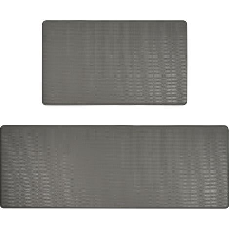 Tapis de cuisine lavable, antidérapant et imperméable, durable et facile à nettoyer, en PVC résistant, 44 x 75 cm + 44 x 120 cm, gris