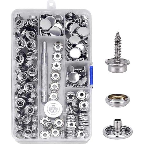 Kit de fixation pour bâche de bateau, comprenant outil, vis métalliques, fixations marines et clé à douille. Convient aux bâches de bateau, meubles, tentes et pelouses. (1/5)